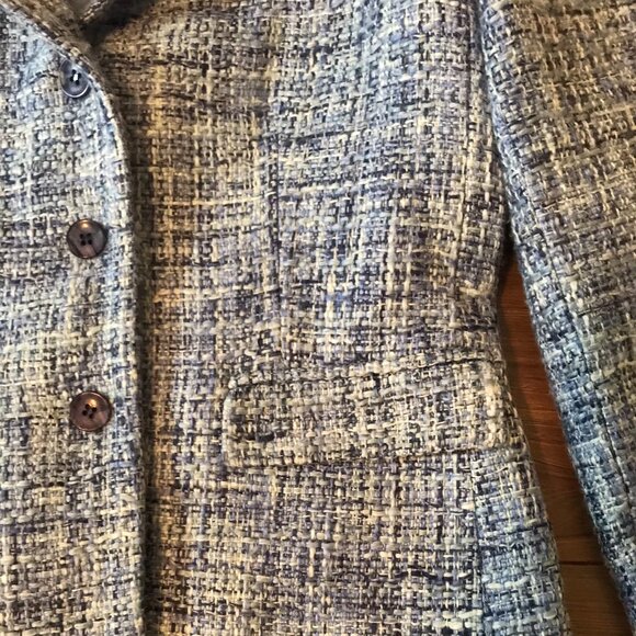 Jones New York Essentials Tweed Blazer Suit Jacket - Blue Size 6 Made in Canada - Picture 4 of 12